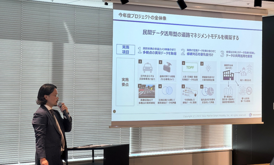 AI×データが創る道路マネジメントモデル構築プロジェクトの説明風景