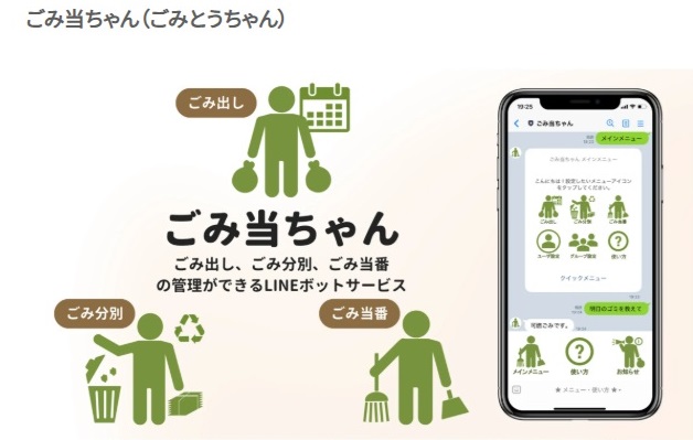 オープンデータの利活用事例「こみ当ちゃん」のイメージ図