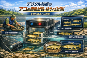 デジタル技術を活用した多摩川遡上アユ調査プロジェクトのイメージ