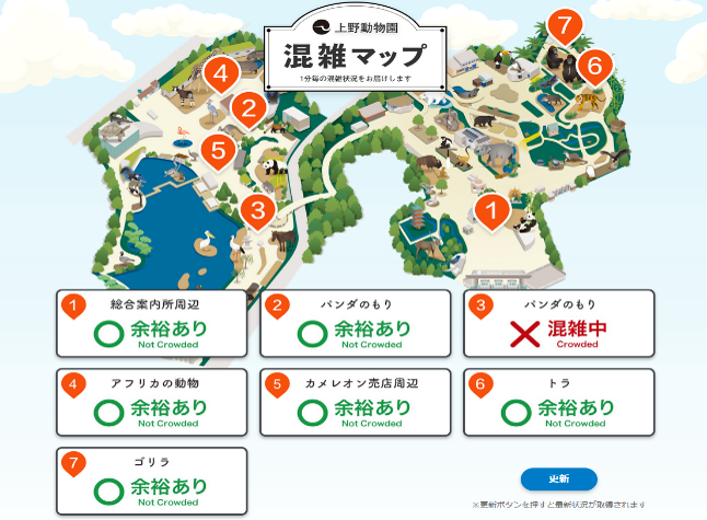 上野動物園混雑マップのイメージ