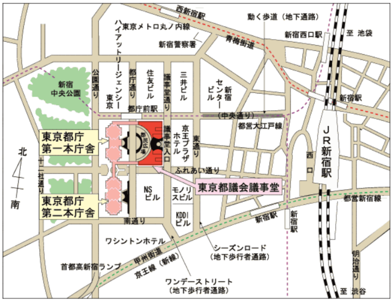 都議会へのアクセスマップ
